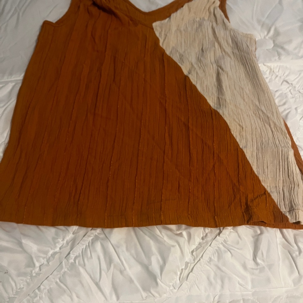 SHEIN Orange and Cream Textured Top
